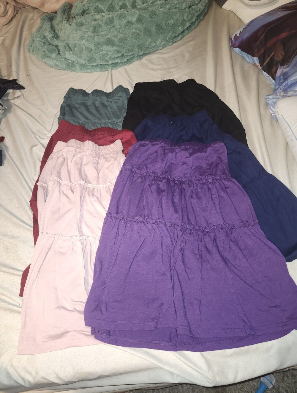 Bundle of Tiered Skirt Shorts - Purple, Pink, Red, Blue, Black, Green